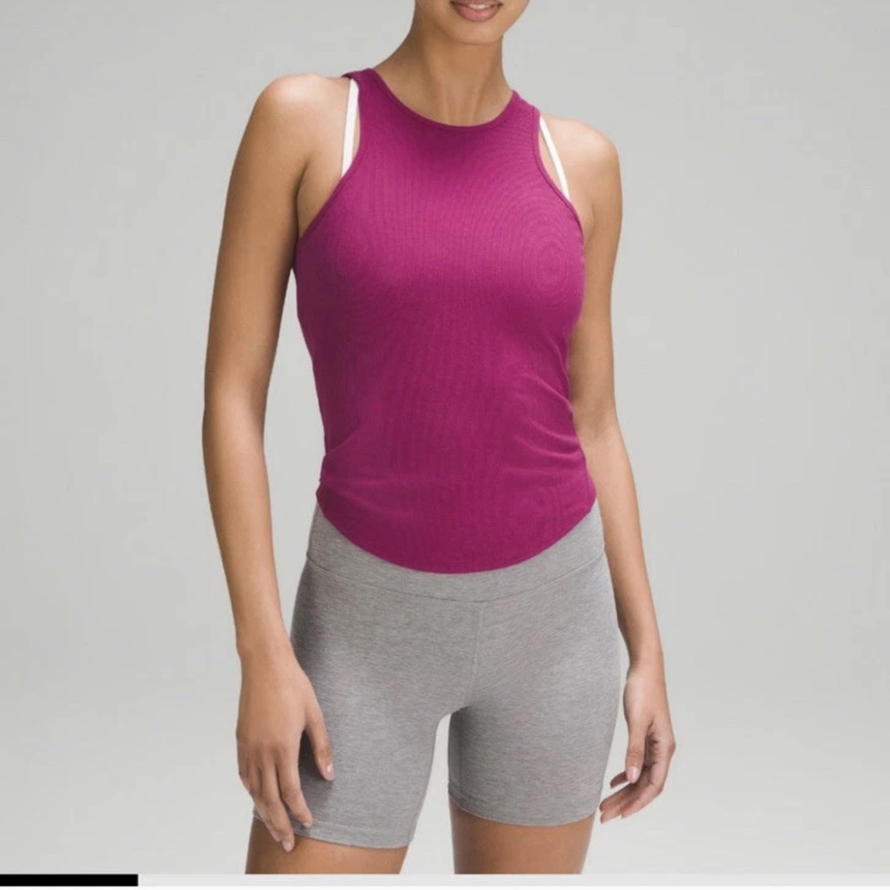 Lululemon Ribbed Modal Silk Twist-Back Yoga Tank-Size 4 Magenta /purple yoga